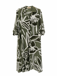 Botanical Lines Duster - Olive, flat lay