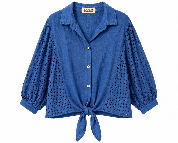 Front Tie Blouse - Navy Blue