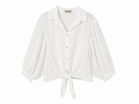 Front Tie Blouse - White, flat lay