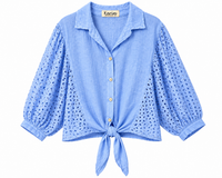 Front Tie Blouse - Sky Blue