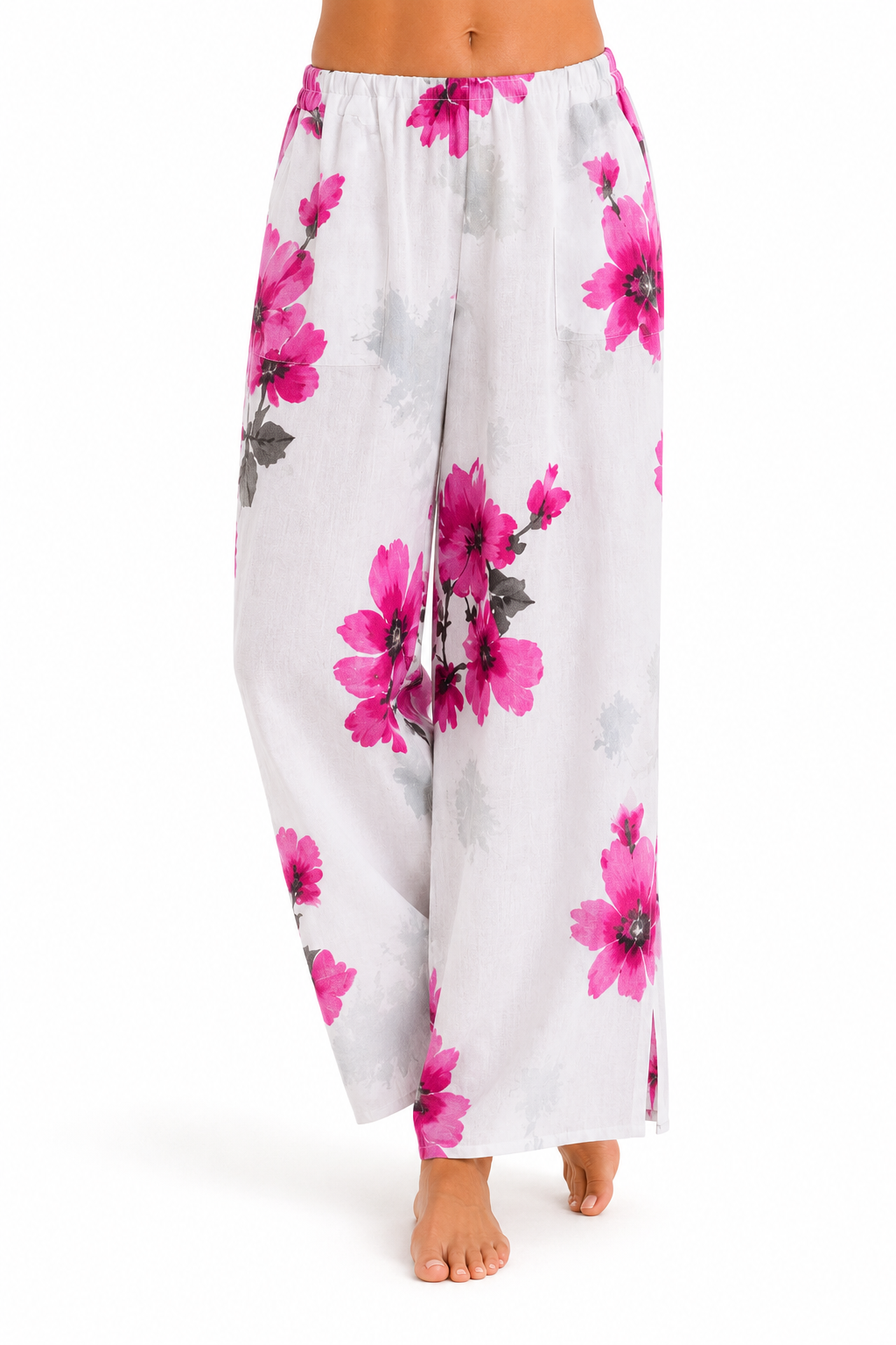 Floral Print Pants - Pink, model view