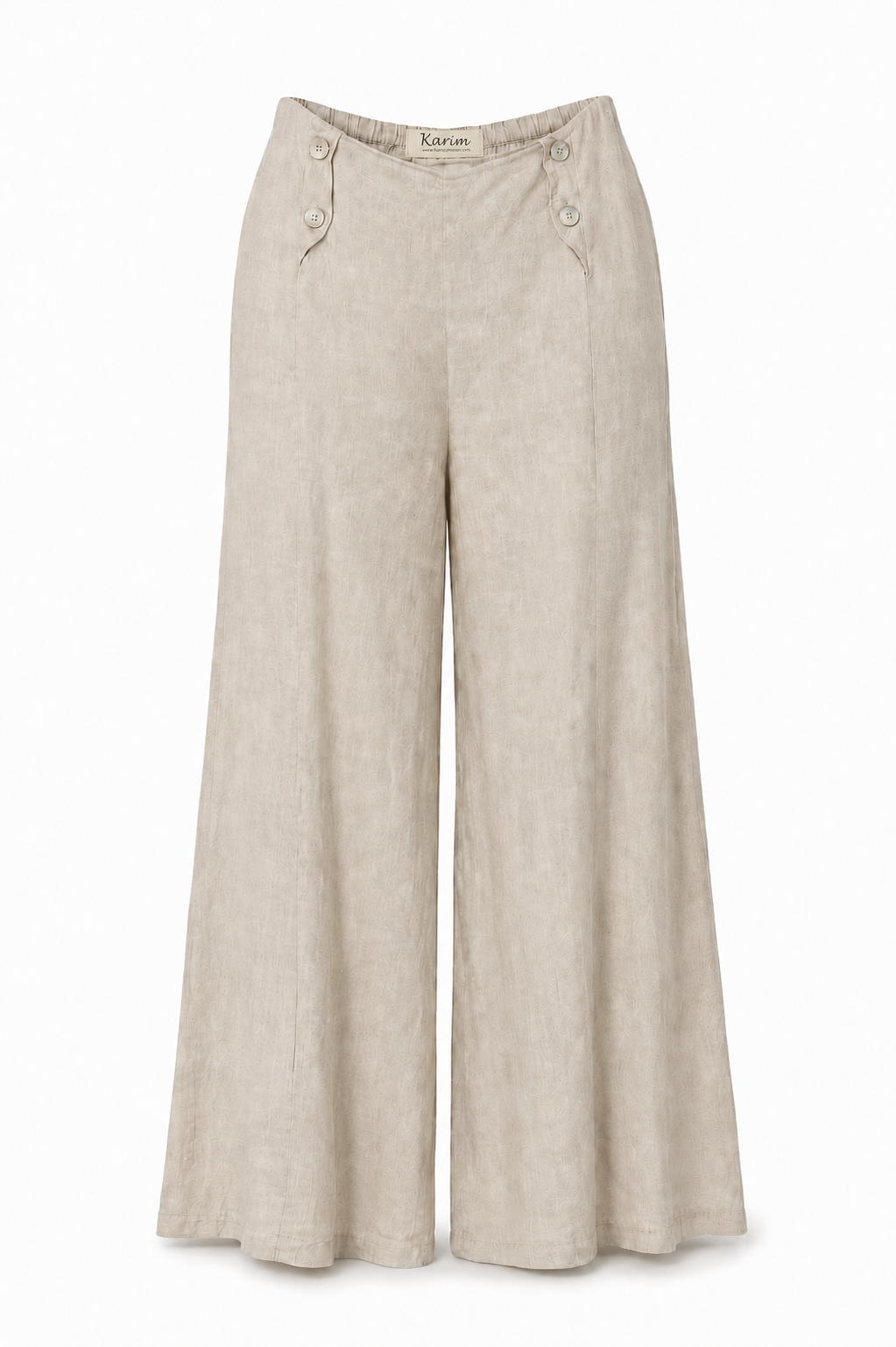Wide-Leg Linen Trouser in Beige