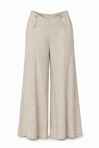 Wide-Leg Linen Trouser in Beige