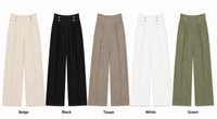 Wide-Leg Linen Trouser color chart — Beige, Black, Taupe, White, Green