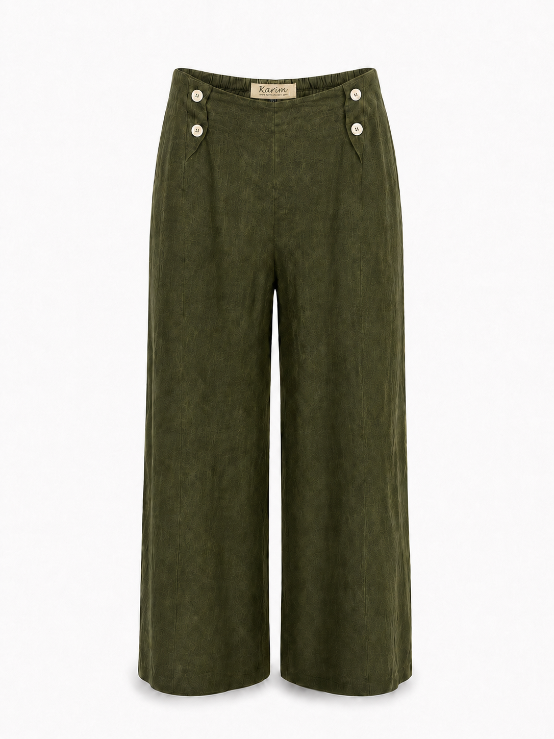Wide-Leg Linen Trouser in Green
