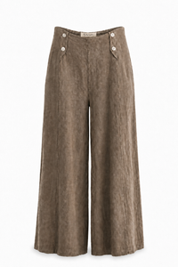 Wide-Leg Linen Trouser in Taupe