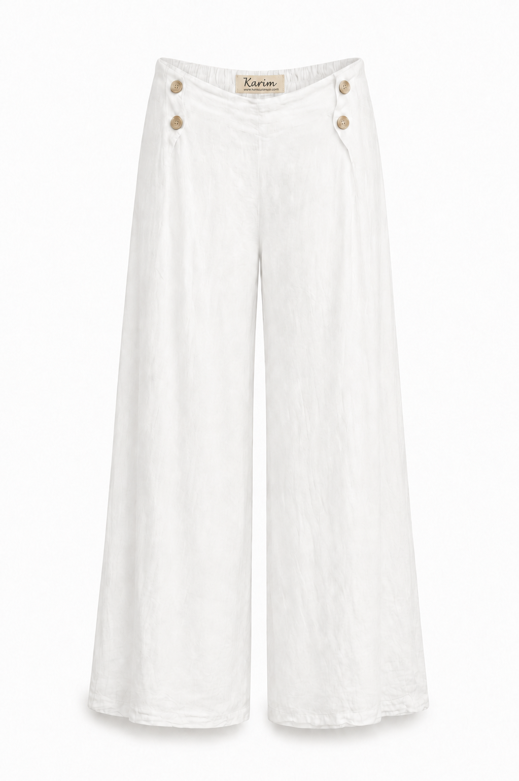 Wide-Leg Linen Trouser in White