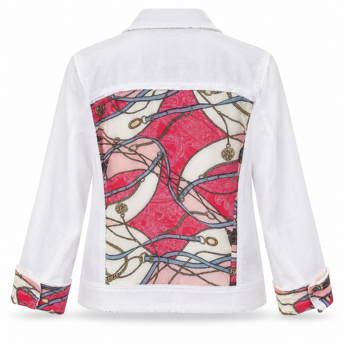 Linen Jacket – Silk Pink Chain Print